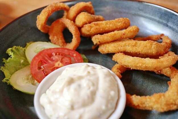 Температура и время жарки колец кальмара