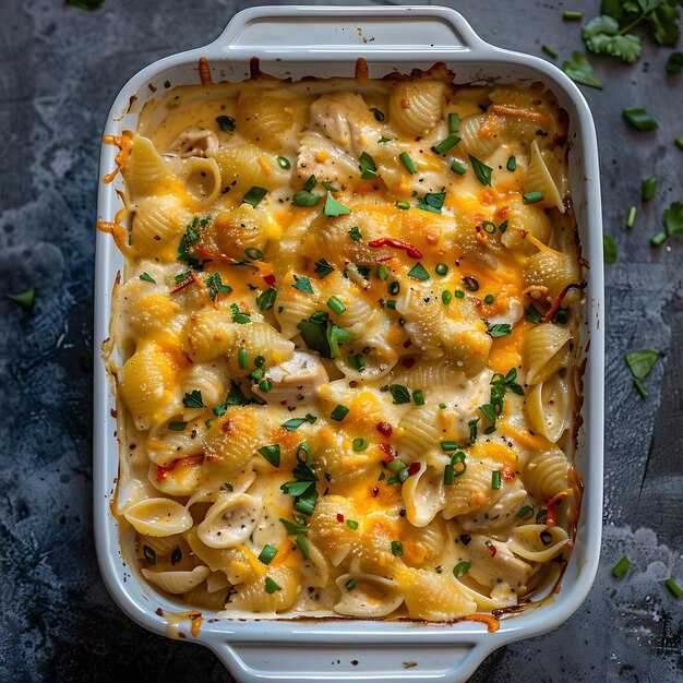 Пошаговый процесс приготовления макарон с сыром и курицей в духовке