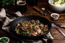 Рецепт нежной свинины с шампиньонами на сковороде для вкусного обеда